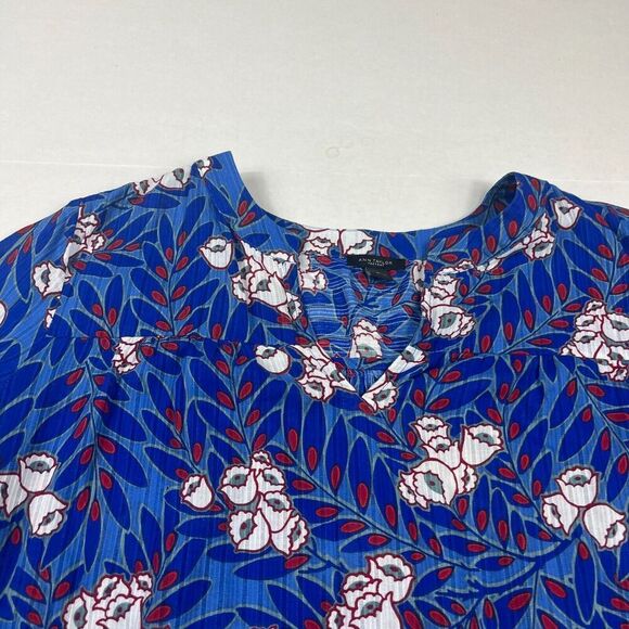Ann Taylor V-Neck Blouse Floral Print Long Sleeve Top Preppy Work Shirt MEDIUM - Picture 3 of 10